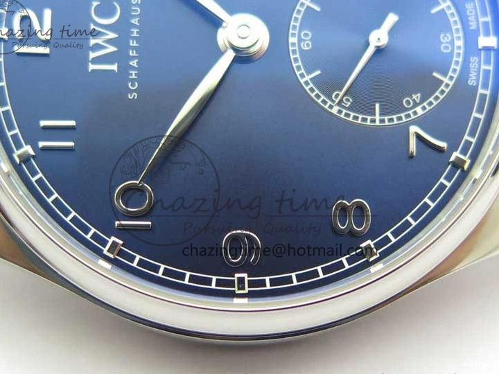 MIROTIME 0426 TimelessDesign Portuguese IW358304 ZF 1:1 Best Edition SS Blue Dial on Leather Strap A 7078